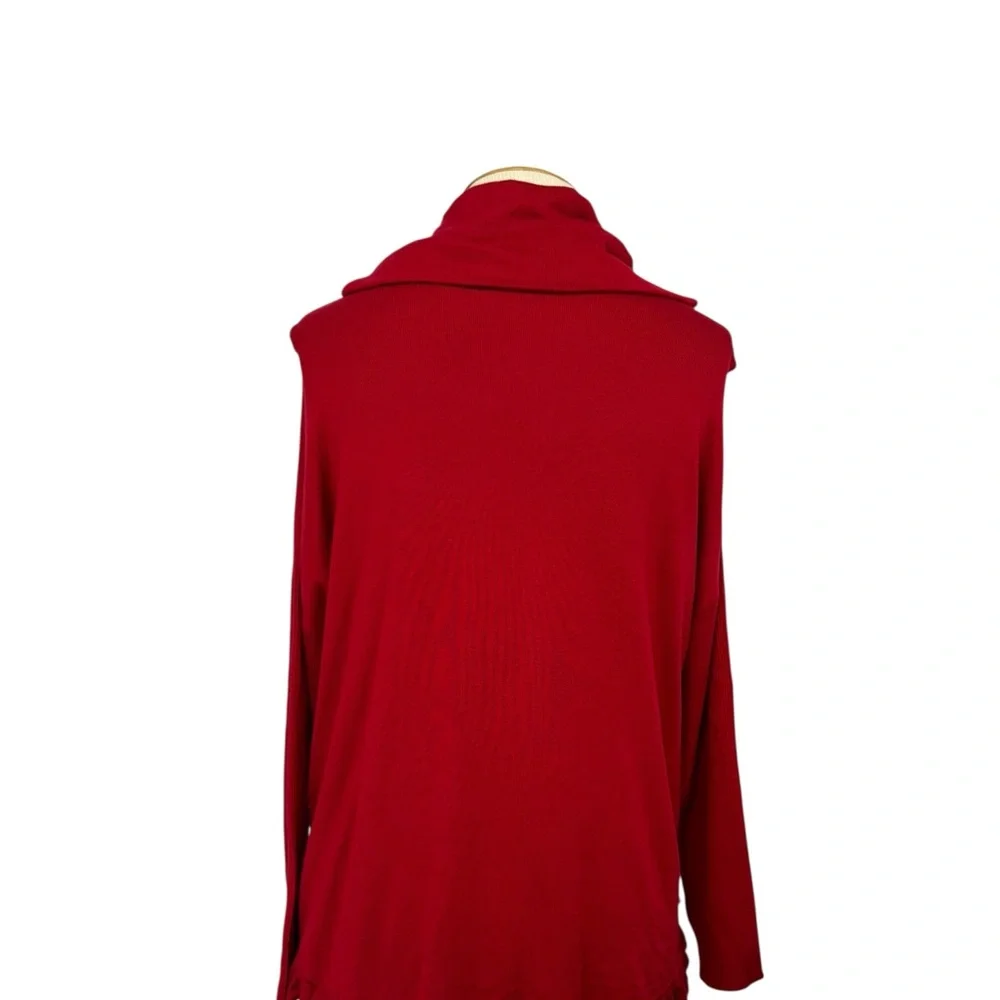 Joseph A Scarlet Red Ruffle Hem Sweater XL NWT Cozy Chic Cowl Neck Knit